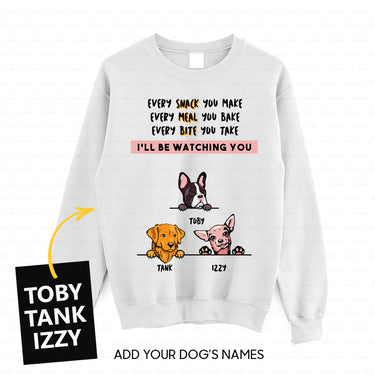 Personalized Dog Gift Idea - 3 Dog Every Snack You Make 2 For Dog Lovers - Standard Crew Neck Sweatshirt